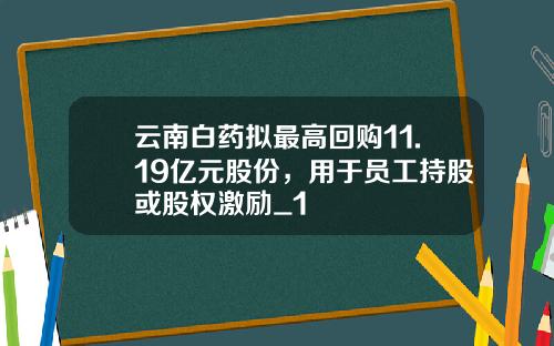 云南白药拟最高回购11.19亿元股份，用于员工持股或股权激励_1