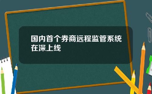 国内首个券商远程监管系统在深上线