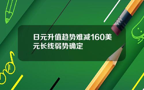 日元升值趋势难减160美元长线弱势确定