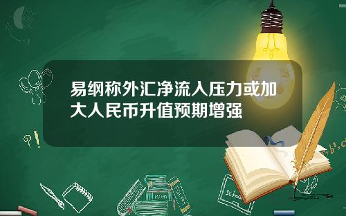 易纲称外汇净流入压力或加大人民币升值预期增强