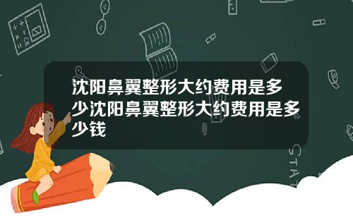 沈阳鼻翼整形大约费用是多少沈阳鼻翼整形大约费用是多少钱