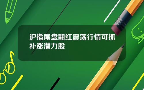 沪指尾盘翻红震荡行情可抓补涨潜力股