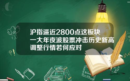 沪指逼近2800点这板块一大年夜波股票冲击历史新高调整行情若何应对