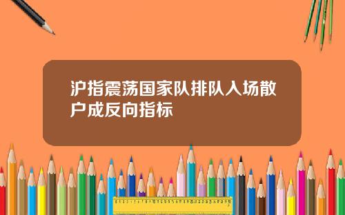 沪指震荡国家队排队入场散户成反向指标