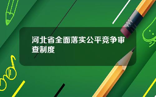 河北省全面落实公平竞争审查制度