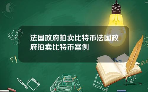 法国政府拍卖比特币法国政府拍卖比特币案例