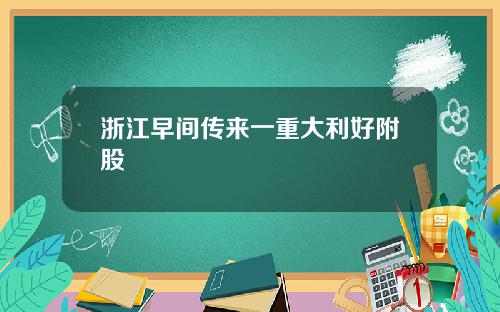 浙江早间传来一重大利好附股