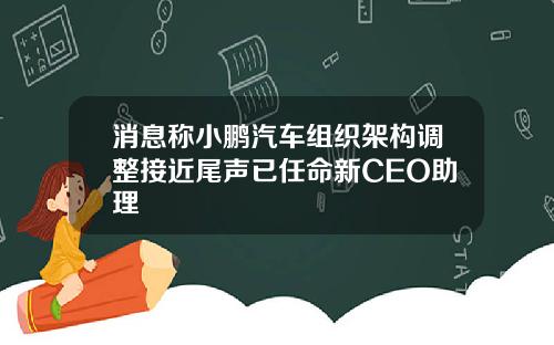 消息称小鹏汽车组织架构调整接近尾声已任命新CEO助理