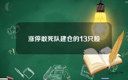 涨停敢死队建仓的13只股