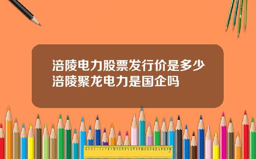 涪陵电力股票发行价是多少涪陵聚龙电力是国企吗