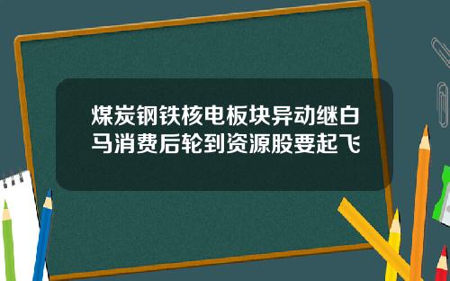 煤炭钢铁核电板块异动继白马消费后轮到资源股要起飞