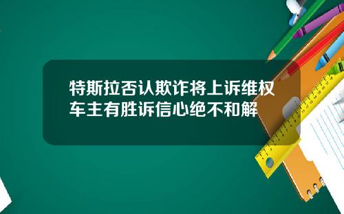 特斯拉否认欺诈将上诉维权车主有胜诉信心绝不和解