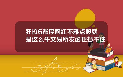 狂拉6涨停网红不雅点股就是这么牛交易所发函也挡不住