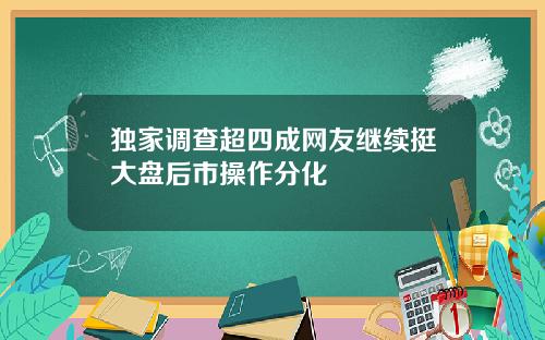 独家调查超四成网友继续挺大盘后市操作分化