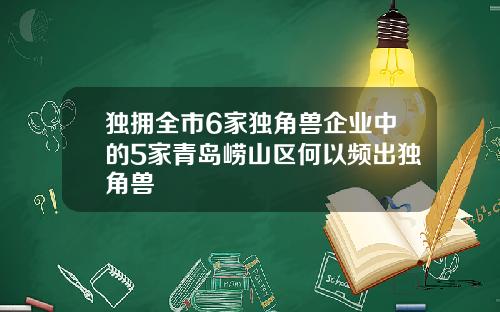 独拥全市6家独角兽企业中的5家青岛崂山区何以频出独角兽