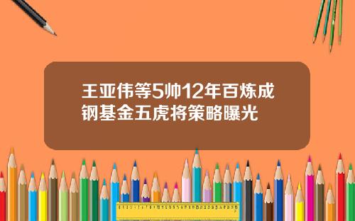 王亚伟等5帅12年百炼成钢基金五虎将策略曝光