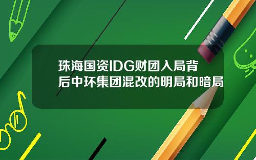 珠海国资IDG财团入局背后中环集团混改的明局和暗局