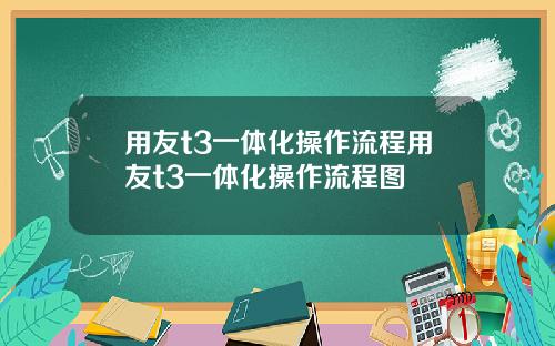 用友t3一体化操作流程用友t3一体化操作流程图