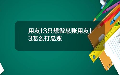 用友t3只想做总账用友t3怎么打总账