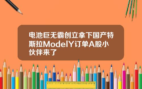 电池巨无霸创立拿下国产特斯拉ModelY订单A股小伙伴来了