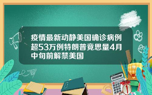 疫情最新动静美国确诊病例超53万例特朗普竟思量4月中旬前解禁美国