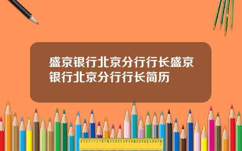 盛京银行北京分行行长盛京银行北京分行行长简历