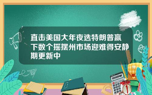 直击美国大年夜选特朗普赢下数个摇摆州市场迎难得安静期更新中