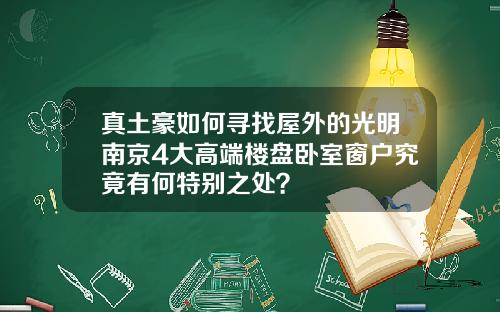 真土豪如何寻找屋外的光明南京4大高端楼盘卧室窗户究竟有何特别之处？