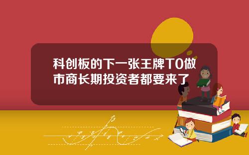 科创板的下一张王牌T0做市商长期投资者都要来了