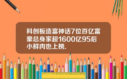 科创板造富神话7位百亿富豪总身家超1600亿95后小鲜肉也上榜.