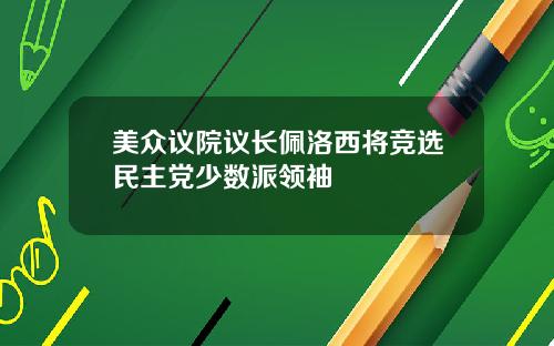 美众议院议长佩洛西将竞选民主党少数派领袖