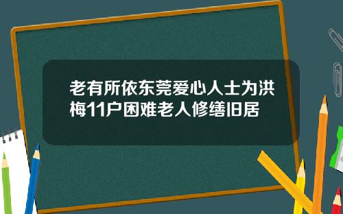 老有所依东莞爱心人士为洪梅11户困难老人修缮旧居