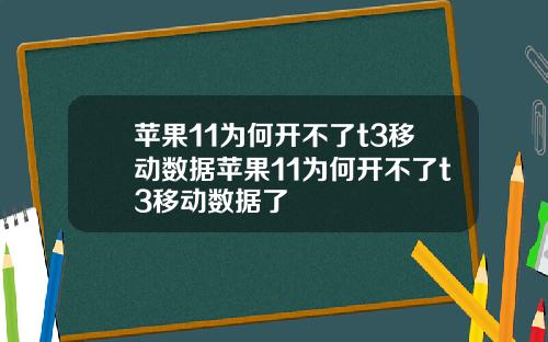 苹果11为何开不了t3移动数据苹果11为何开不了t3移动数据了