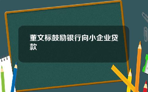 董文标鼓励银行向小企业贷款