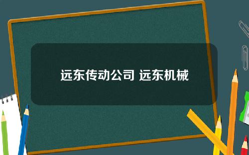 远东传动公司 远东机械