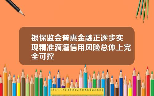 银保监会普惠金融正逐步实现精准滴灌信用风险总体上完全可控