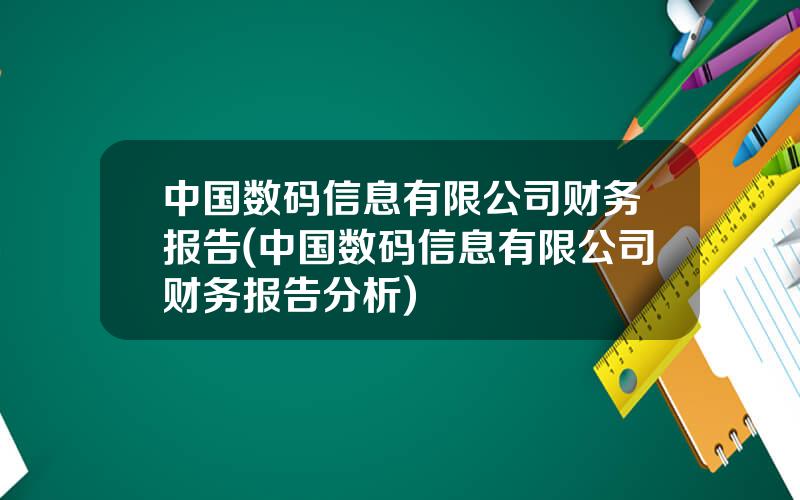 中国数码信息有限公司财务报告(中国数码信息有限公司财务报告分析)