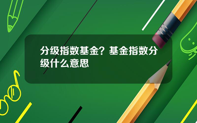 分级指数基金？基金指数分级什么意思