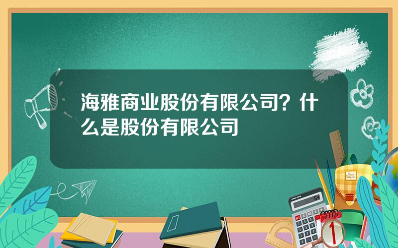 海雅商业股份有限公司？什么是股份有限公司