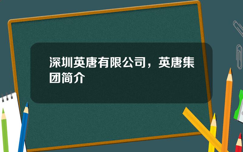 深圳英唐有限公司，英唐集团简介