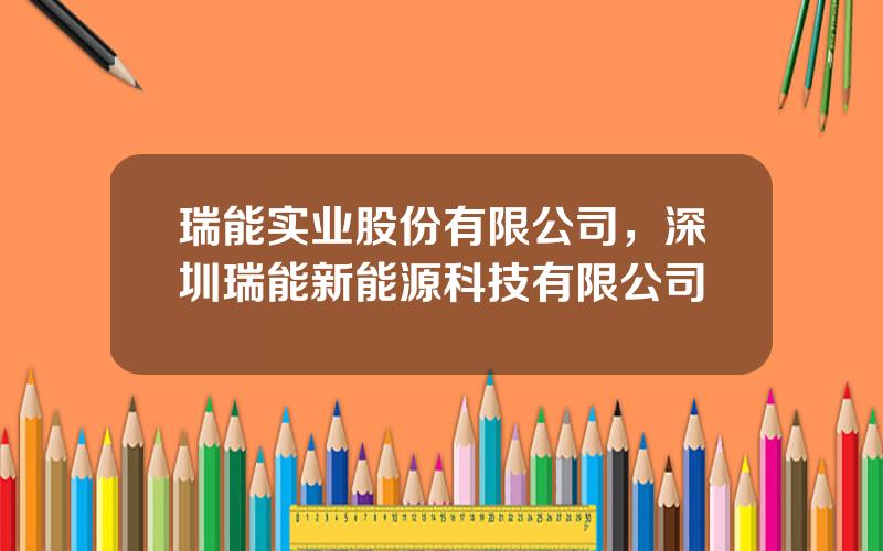 瑞能实业股份有限公司，深圳瑞能新能源科技有限公司