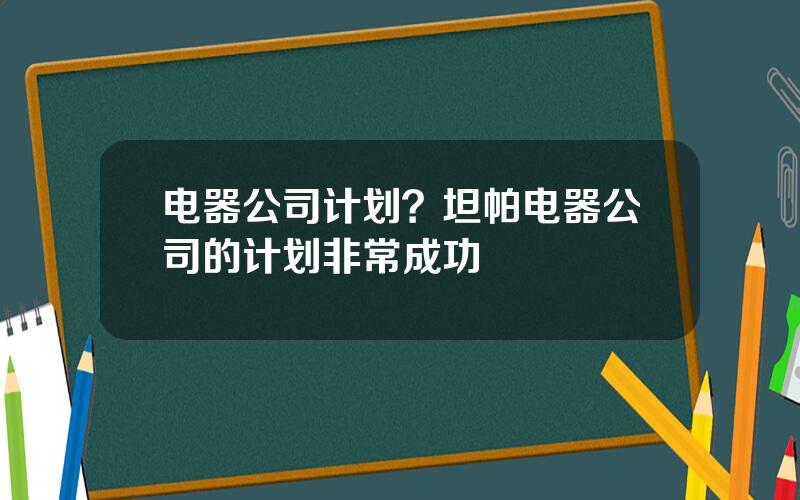 电器公司计划？坦帕电器公司的计划非常成功