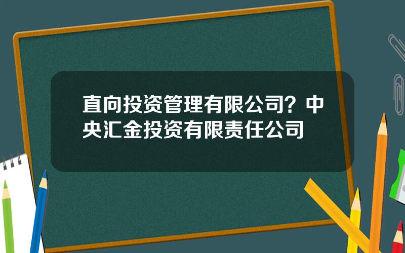 直向投资管理有限公司？中央汇金投资有限责任公司