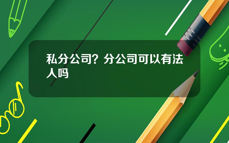 私分公司？分公司可以有法人吗