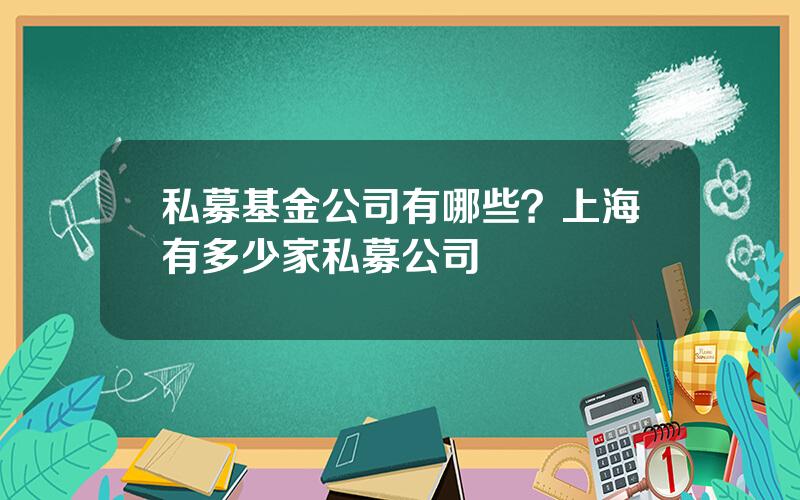 私募基金公司有哪些？上海有多少家私募公司