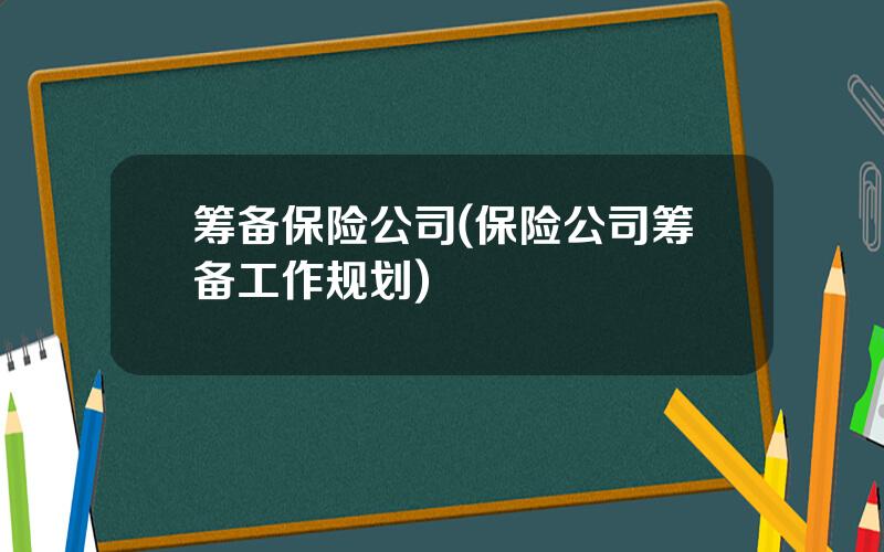 筹备保险公司(保险公司筹备工作规划)