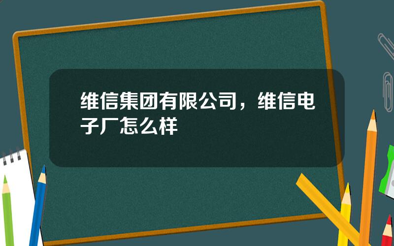 维信集团有限公司，维信电子厂怎么样