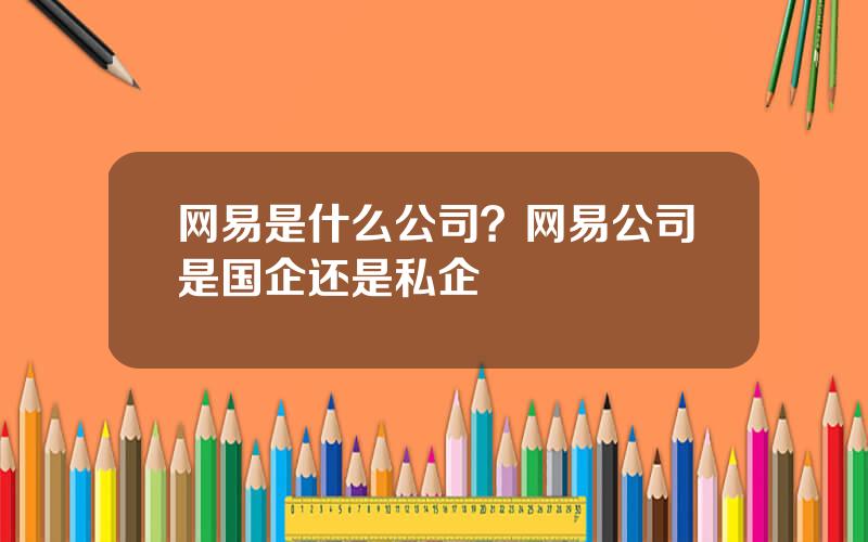 网易是什么公司？网易公司是国企还是私企