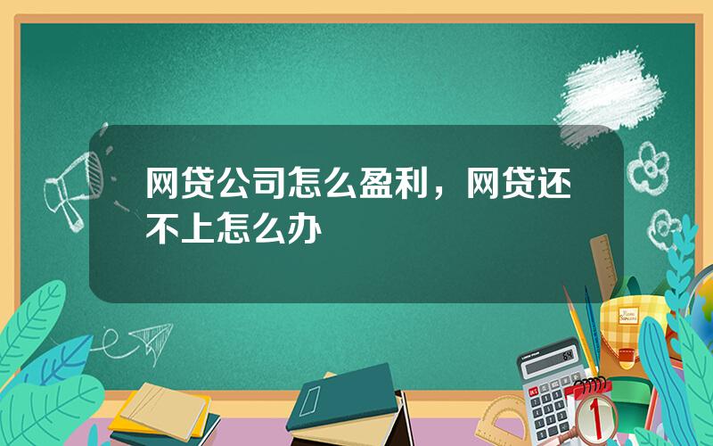 网贷公司怎么盈利，网贷还不上怎么办