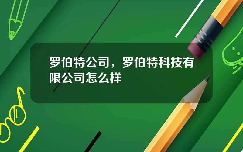 罗伯特公司，罗伯特科技有限公司怎么样